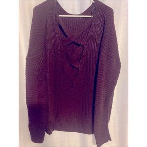 Back Crisscross Sweater- Purple/Maroon